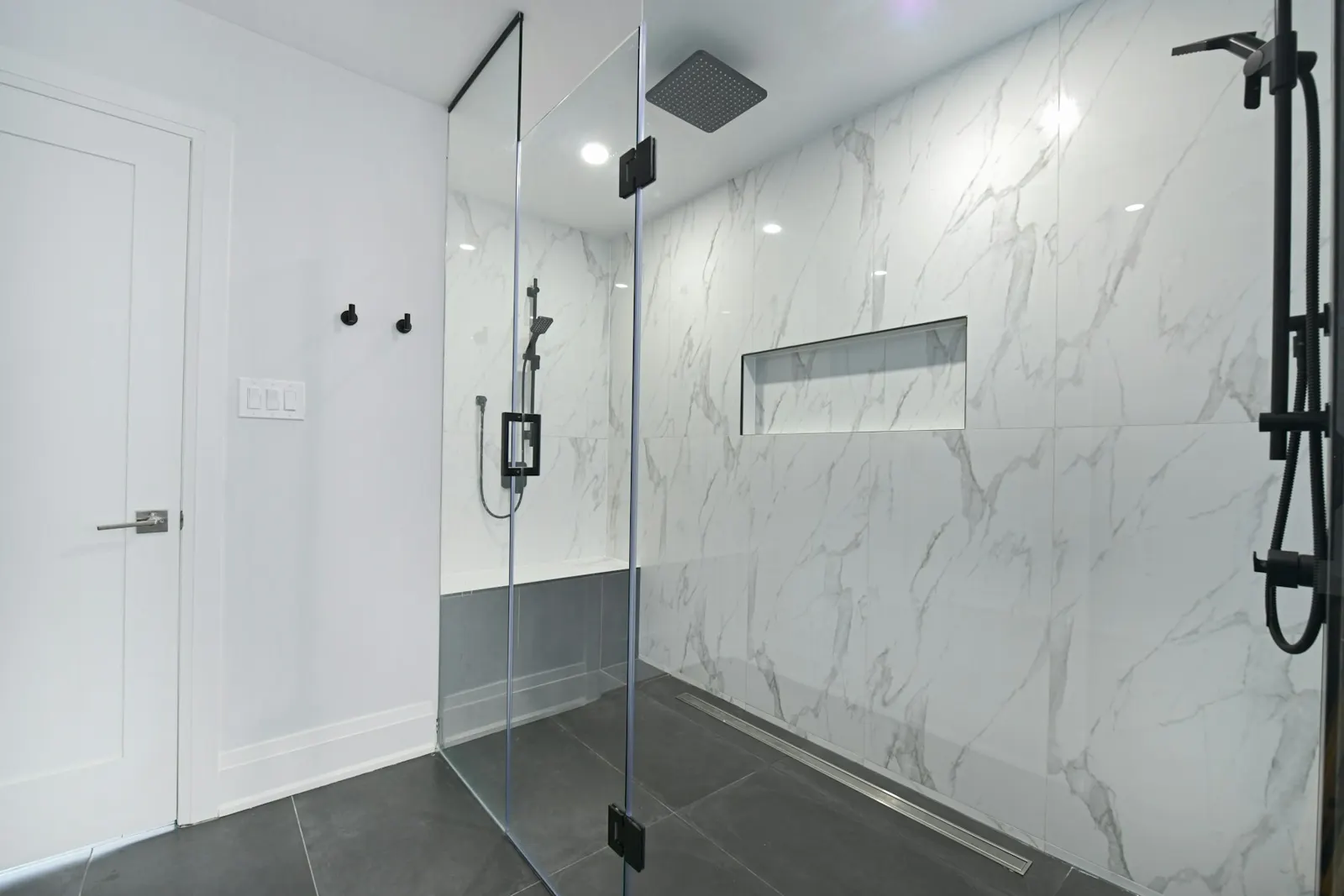 Luxury bathroom with marble finishes