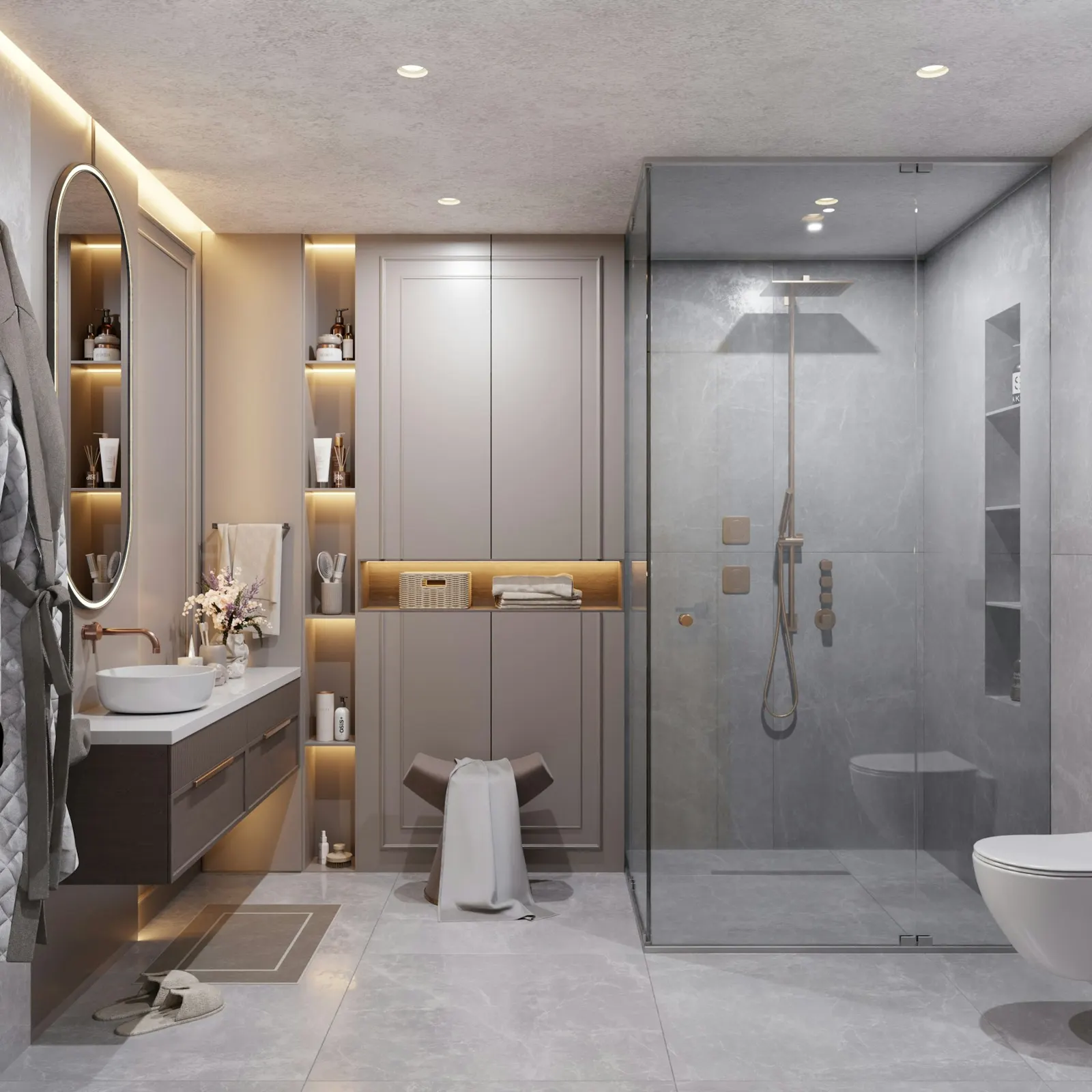 Compact bathroom with practical storage