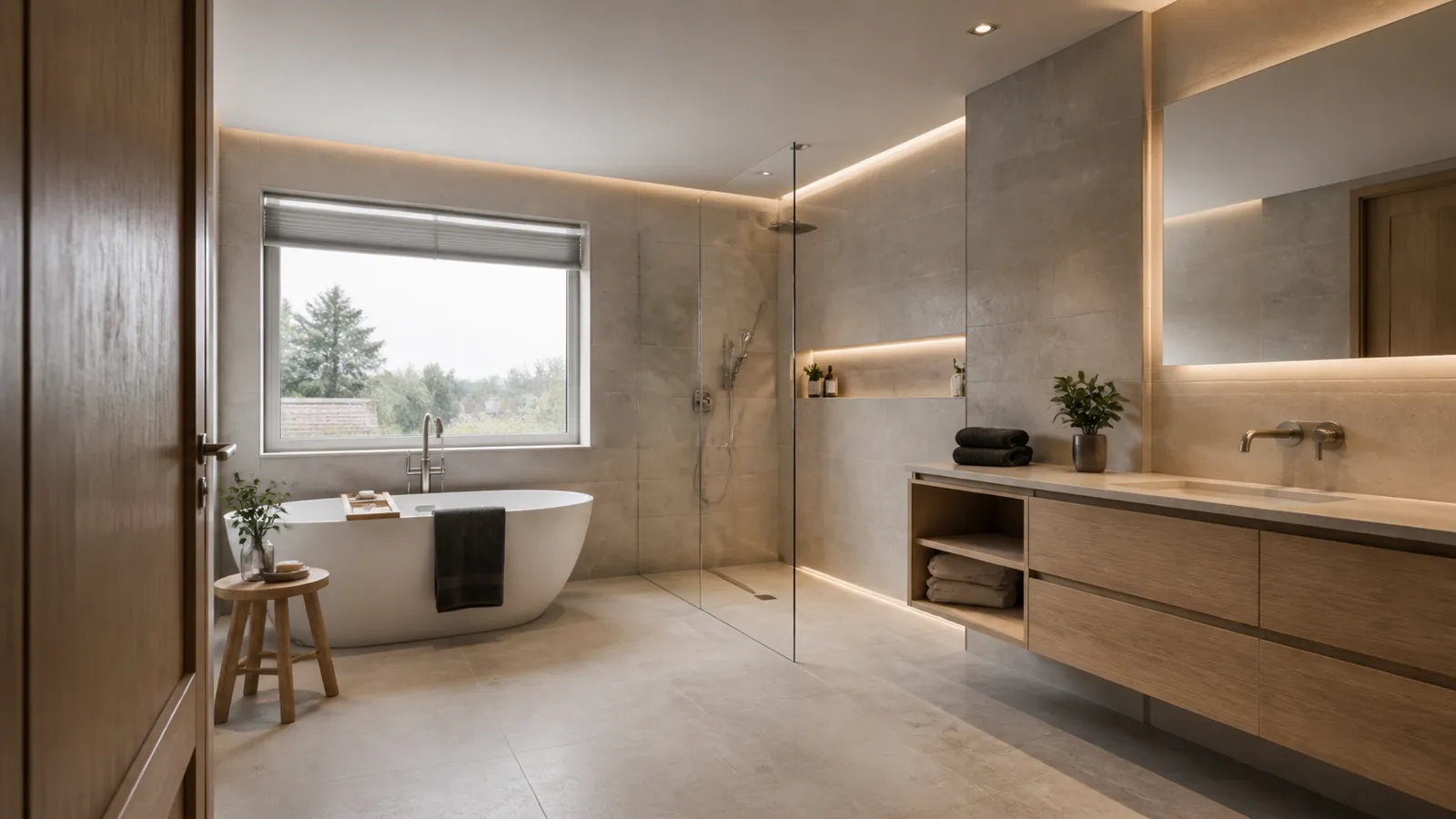 Bathroom design inspiration with stone finishes and fitted storage